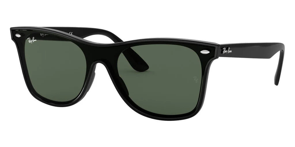 Lente De Sol RB Blaze Wayfarer Rb4440n Negro Brilloso Verde G15