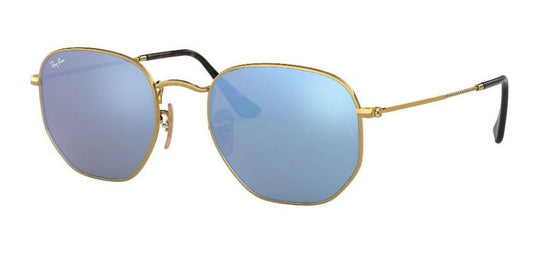 Lente De Sol RB Hexagonal Flat Rb3548n Dorado Azul Espejo