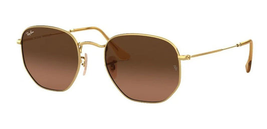Lente De Sol RB Hexagonal Flat Rb3548n Dorado Cafe Degradado