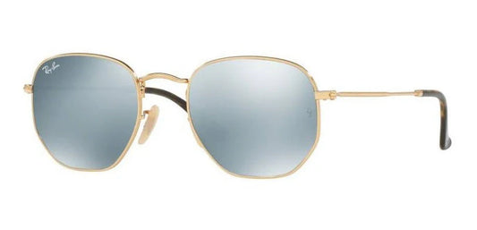 Lente De Sol RB Hexagonal Flat Rb3548n Dorado Plateado Espejo