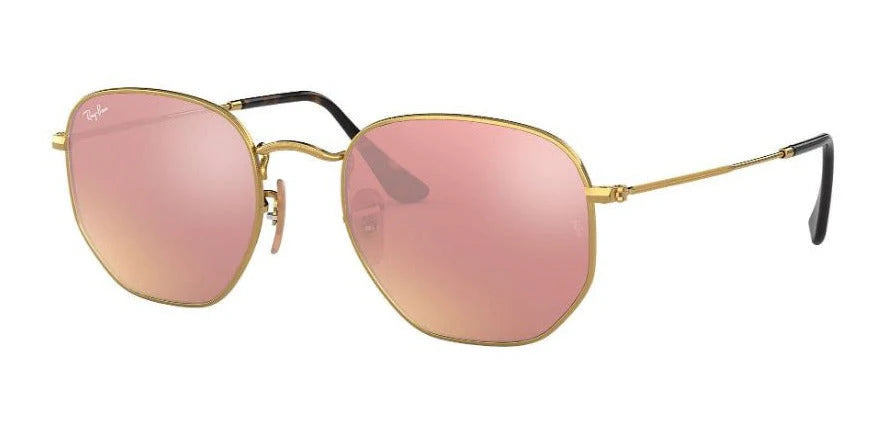 Lente De Sol RB Hexagonal Flat Rb3548n Dorado Rosa Espejo