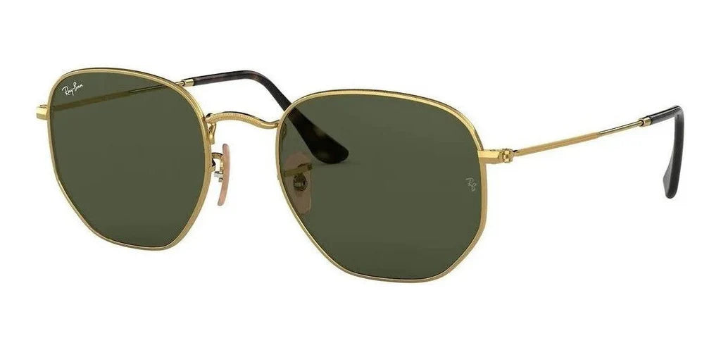 Lente De Sol RB Hexagonal Flat Rb3548n Dorado Verde G15