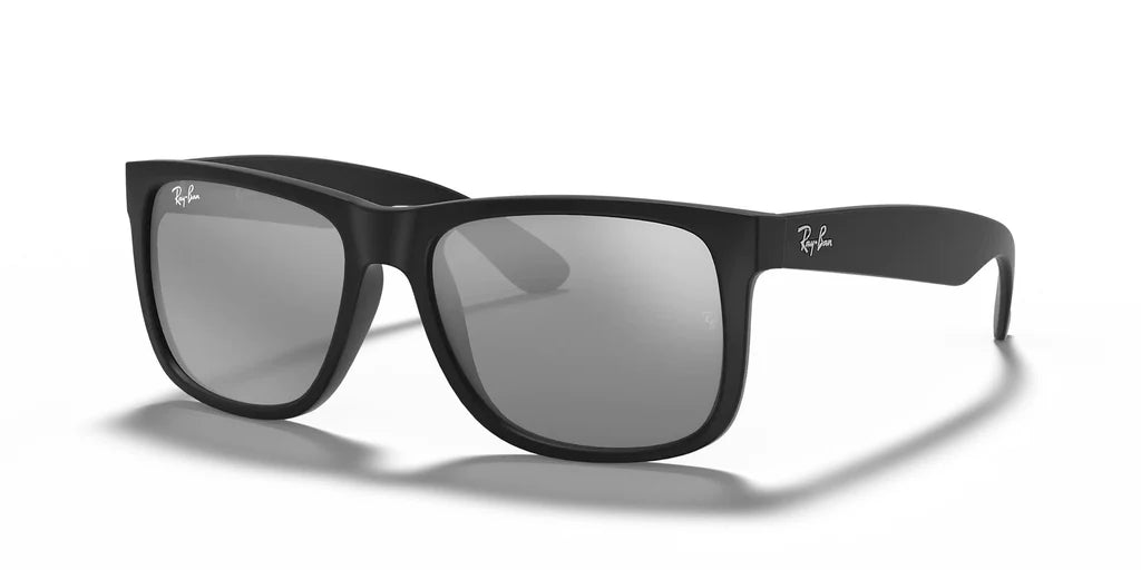 Lente De Sol RB Justin Rb4165n Negro Mate Plateado Espejo