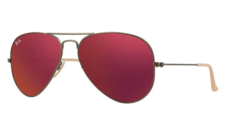 Lente De Sol RB Piloto Aviador Rb3025n Bronce Rojo Espejo