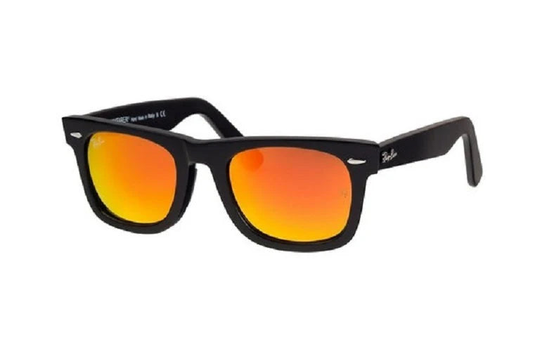Lente De Sol RB Wayfarer Rb2140n Negro Brilloso Naranja Espejo